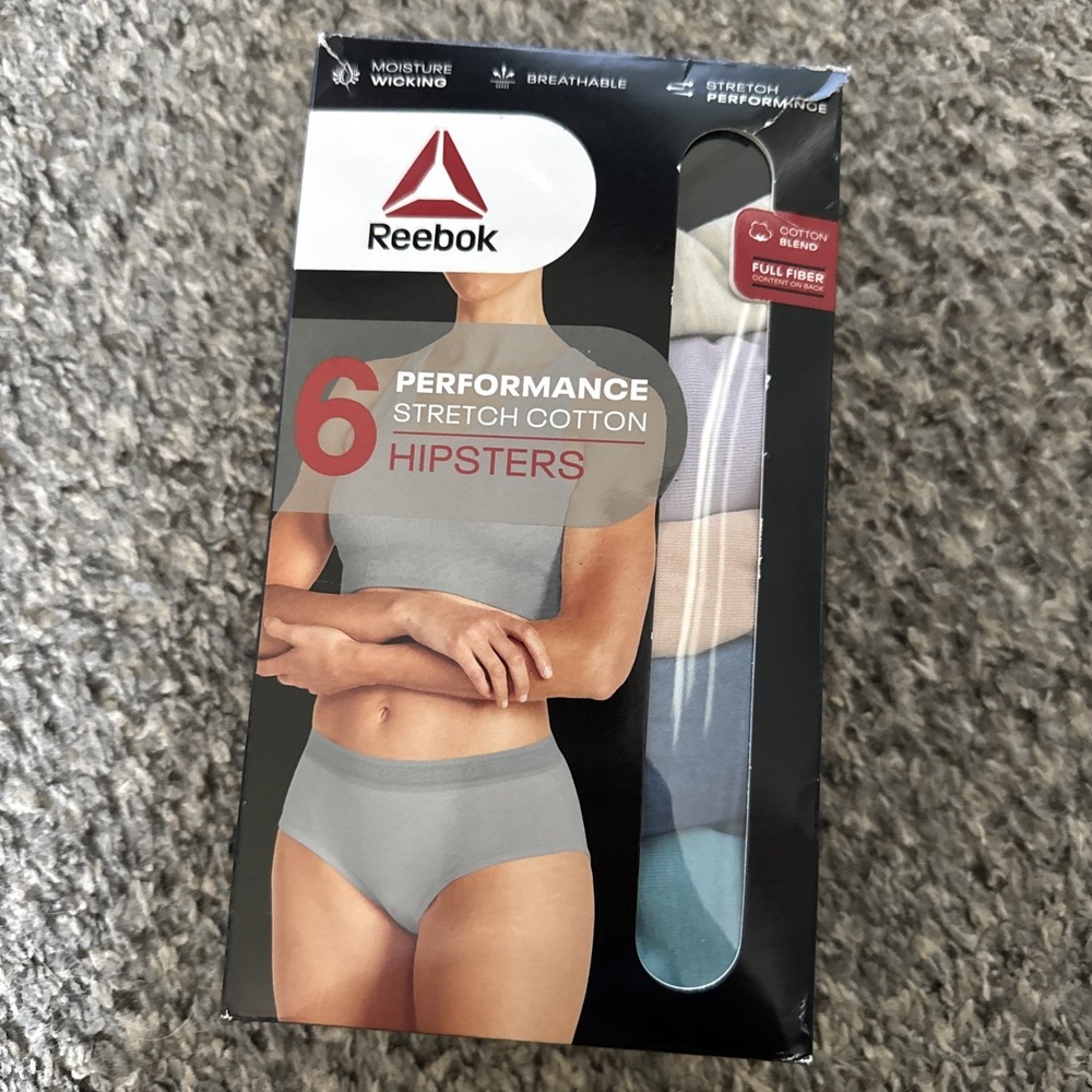 Reebok Women's Size Medium-6 Pr. Performance Stretch Cotton Hipsters Breathable